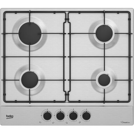 Table de cuisson à gaz encastrable Beko HIAG64223SXE 4 brûleurs en acier inoxydable (1/4)