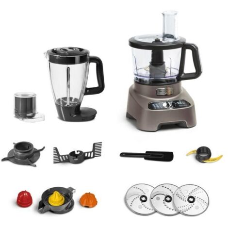 Moulinex DoubleForce FP825E robot de cuisine 1000 W 3 L Noir, Gris