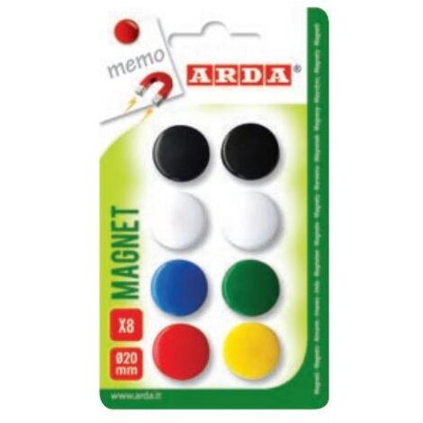 Aimants Recouverts Plastique Rigide Q-Connect | Diamètre 20mm | Lot De Couleurs Assorties - 8