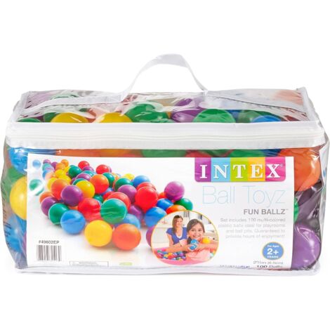 Intex – Pack de 100 balles colorées pour jeux de piscine – Plastique durable – Diamètre 6,5 cm – Sac de rangement inclus