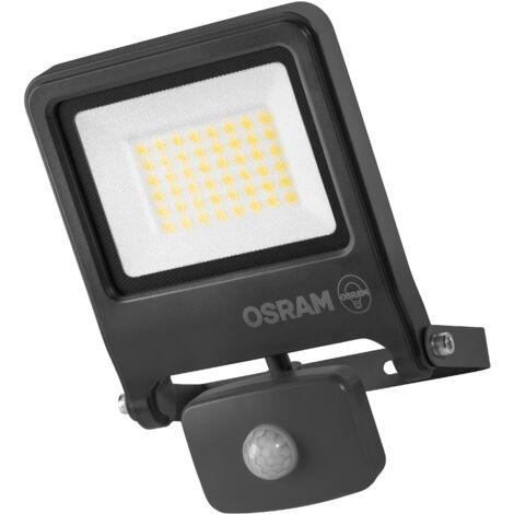 OSRAM Projecteur LED ENDURA FLOOD PC 30 W avec capteur, 4 000 K, 3 000 lumens, IP44, détection de mouvement, 9 m, capteur de lumière du jour, gris