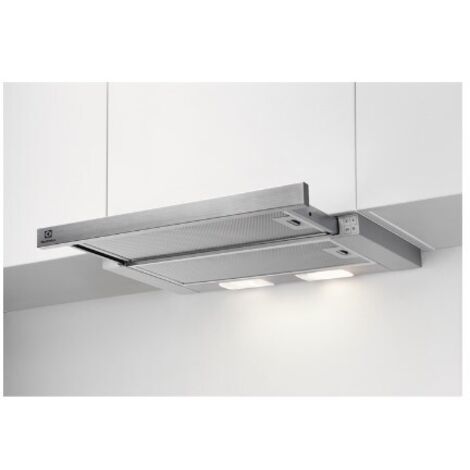 Electrolux – Hotte casquette tiroir 598mm – Extraction 410m³/h – 3 vitesses 48-72dB – Filtre aluminium lavable – Design gris moderne - LFP326S