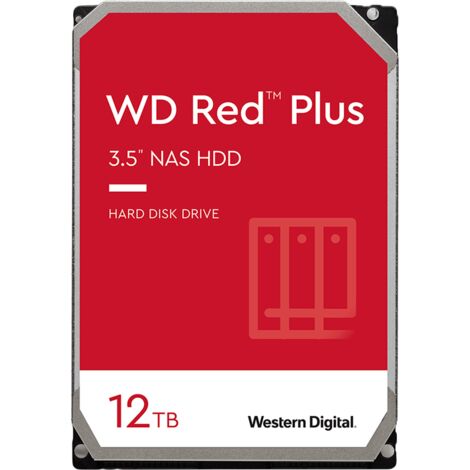 Disque dur NAS WD Red Plus (3,5'', 12 To, 512 Mo, 7200 tr/min, SATA 6 Gb/s)