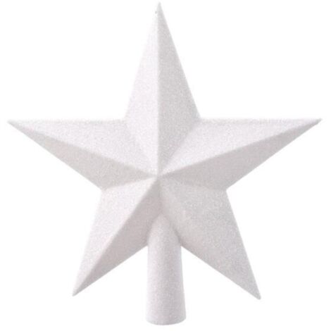 Kaemingk Étoile de Noël pour Sapin en Plastique Incassable avec Paillettes Blanches 19 cm (1/2)