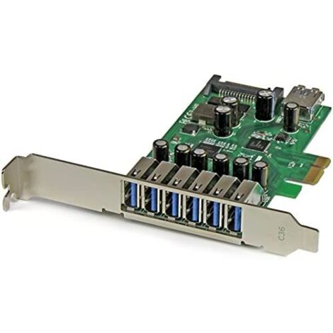 StarTech.com Carte contrôleur PCI Express à 7 ports USB 3.0 - 6 externes 1 interne - Adaptateur PCIe avec alimentation SATA (1/5)