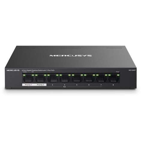 Mercusys MS108GP commutateur réseau Géré Gigabit Ethernet (10/100/1000) Connexion Ethernet, supportant l'alimentation via ce port (PoE) Noir (1/3)