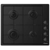 Candy – Table de cuisson à gaz encastrable 4 brûleurs CHW6LBB – Largeur 60 cm – Commande en haut à droite – Couleur noire