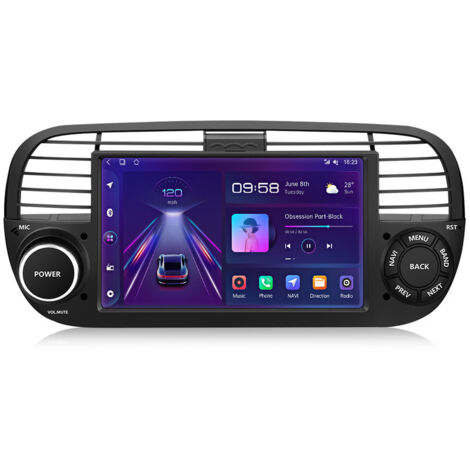 Carplay Autoradio pour Fiat 500 2007-2015 Blanc écran 7 pouces Android 14 2+64G JUNSUN