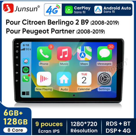 9 pouces Carplay Autoradio pour Citroen Berlingo2 B9 2008-2019 Android 6+128G JUNSUN