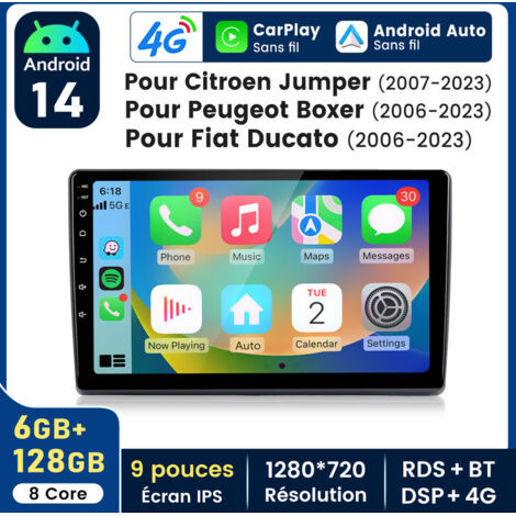 9 pouces Carplay Autoradio pour Fiat Ducato 2006-2023 Android 6+128GB JUNSUN