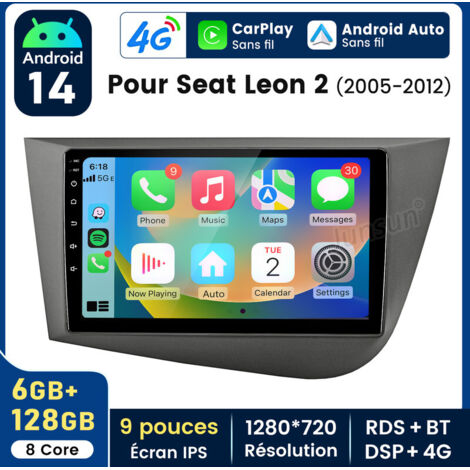 9 pouces Carplay Autoradio pour Seat Leon 2 2005-2012 Android 6+128GB JUNSUN