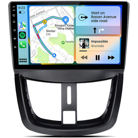 9 pouces Carplay 8 cœurs Autoradio pour Peugeot 207 (2016-2015) 4+64GB JUNSUN