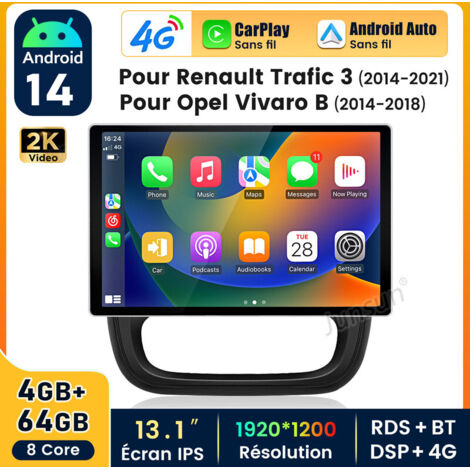 13 pouces Carplay Autoradio pour Renault Trafic 3 Android 4+64GB JUNSUN