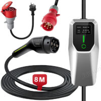 Câble de recharge Type 2 16A 11kW triphasé 8m portable 1adaptateur JUNSUN
