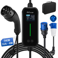 Câble de recharge Type 2 32A 7kW monophasé 6m portable pour Tesla BMW JUNSUN