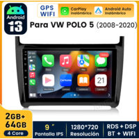 9 pouces Carplay Autoradio pour Polo 6R 6C 08-2020 Android 6+128G JUNSUN