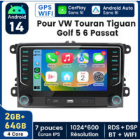 7 pouces Carplay Autoradio pour VW Golf 5 6 Passat Polo Android 2+64GB JUNSUN