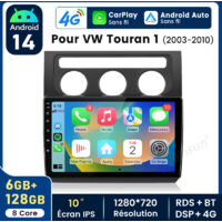 10 pouces Carplay Autoradio pour VW Touran 1 2003-2010 Android 6+128GB JUNSUN
