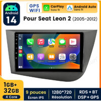 9 pouces Carplay Autoradio pour Seat Leon 2005-2012 Android 1+32GB JUNSUN