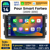 9 pouces Carplay Autoradio pour Smart Fortwo 2005-2010 Android 1+32GB JUNSUN