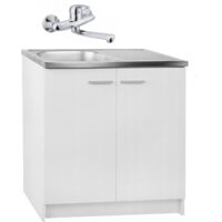 STAMAR Küchenunterschrank 80 cm - Weiß - Elegant mit Spüle und Wasserhahn - Praktisch und Modern