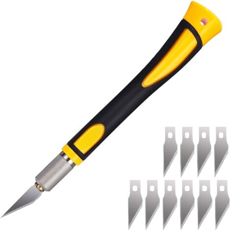 Ensemble de couteaux de précision avec 10 lames de rasoir pour l'art, cutter utilitaire pour le travail du bois, le travail au pochoir et le scrapbooking (1/5)