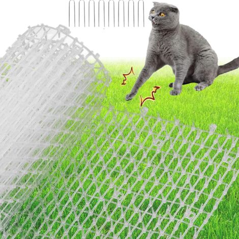Tapis anti-chats à pointes, 4m de long x 30 cm de large, 8 pointes, convient aux animaux de compagnie, tapis et filets, clôtures, canapés (blanc). (1/5)