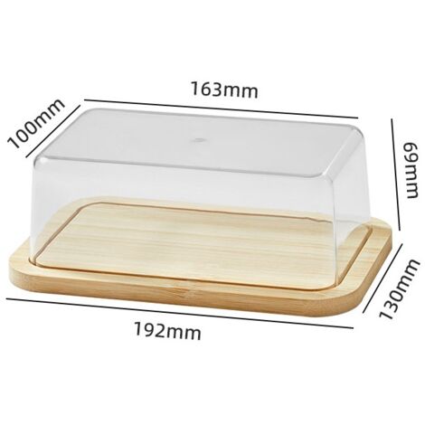 Boîte fabriquée avec des matériaux durables en verre avec couvercle en bambou, Butter Dish,Pour 260 g de beurre, Pratique et durable (1/5)