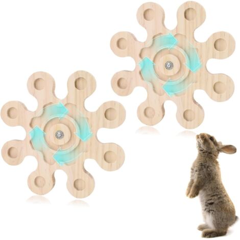 Lot de 2 jouets à mâcher pour chinchilla en bois, en forme de flocon de neige et rotatifs, adaptés pour cage à chinchilla, cochons d'Inde et autres rongeurs (bois) (1/5)