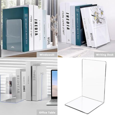 Serre-livres Acrylique Transparent – Lot De 12 – Organiseur Bureau YICH