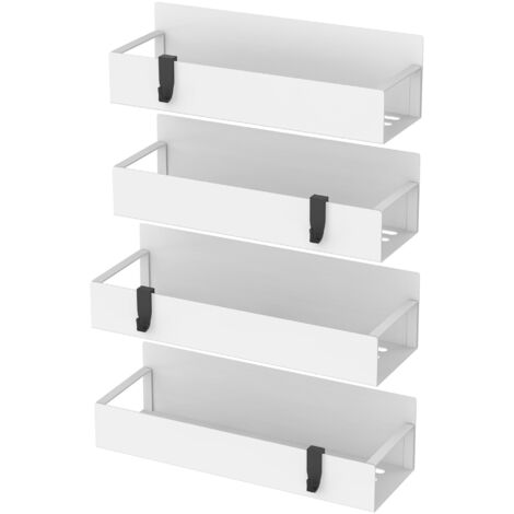 Étagère à épices, un ensemble de 4 étagères à épices magnétiques, adaptées aux réfrigérateurs, aux étagères de rangement de cuisine ou au rangement d'articles divers, blanches