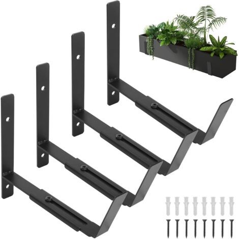 4 Pcs Support pour Jardinière Couleur,Supports de Jardinière(6-12 Pouces),Supports d'étagère,Support de Bac à Fleurs Robuste et Réglable en Largeur pour Rampes,Terrasse