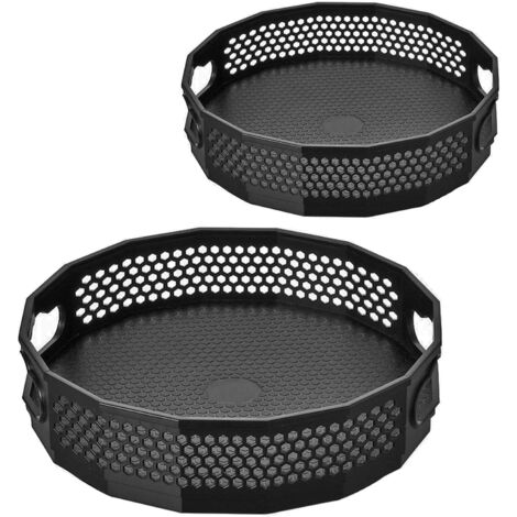 2pcs Plateau tournant epices, Lazy Susan étagère à épices rotative Porte épices Rotatif Cuisine Rangement épices Rotatif Organisateur en Plastique pour épices Bouteilles d'huile Pots (Noir) (1/5)