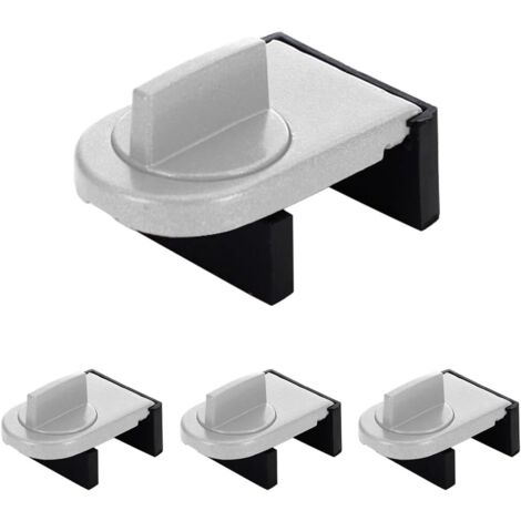 4 Pièces Verrou Baie Coulissante, Serrure Butée Réglable, Serrure de Sécurité pour Fenêtre, Bloque Fenetre Coulissante, Sans Perceuse, pour Portes et Fenêtres Coulissantes (Argent)