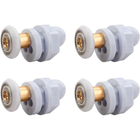 Roulettes Porte de Douche, 4 Pièces Roulette Porte Coulissante Douche en Laiton, Roulette Porte Coulissante, pour Remplacement de Douche Coulissante Verre Porte Coureurs Rouleaux (19MM) (1/5)