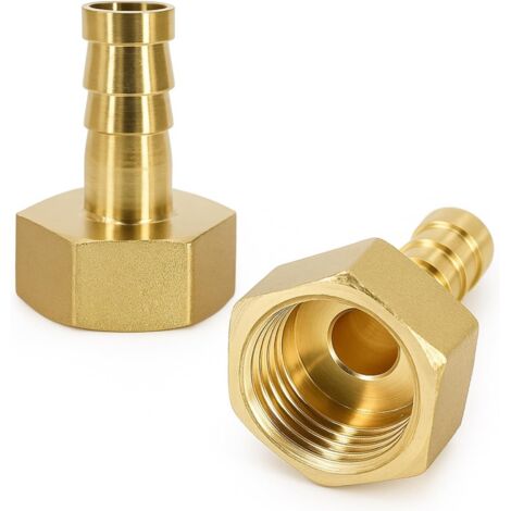 2 Pièces Barbed Brass Raccords Laiton Cannelés 10mm x 1/2 PT Femelle, Adaptateurs de Tuyau pour Air, Eau, Huile, Carburant, Gaz Inerte, Raccords Filetés Robustes et Résistants à la Corrosion (1/5)
