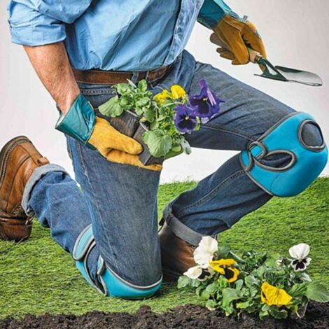 Paire de genouillères de jardinage, genouillères réglables, genouillères de jardin, bleu (1/5)