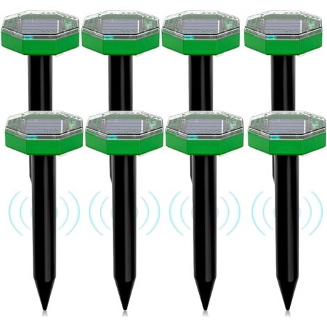 Répulsif solaire à ultrasons pour souris, lot de 8, répulsif solaire d'extérieur pour repousser les taupes et autres rongeurs des jardins et des pelouses (1/5)