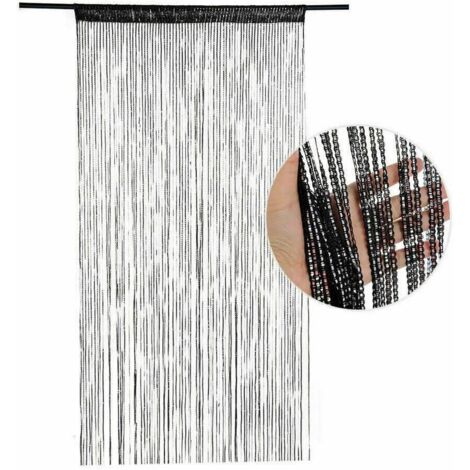 Coocheer – Rideau de porte en corde 200x100 cm – Panneau décoratif en polyester – Anti-mouches – Cloison de séparation avec pompons colorés