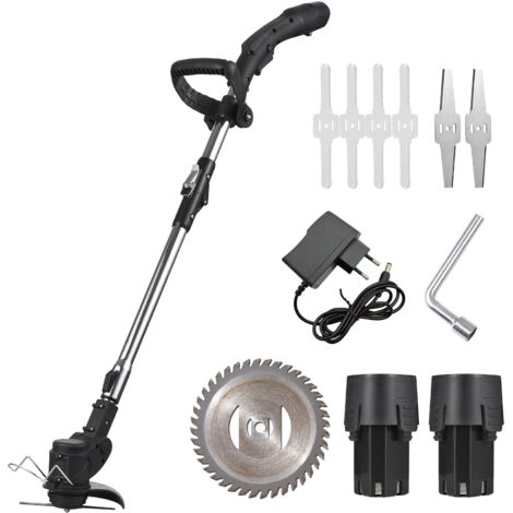 Tondeuse à gazon portable, manche rétractable 26,5 cm, 1 lame de scie en alliage + 4 lames en PVC + 2 lames en alliage, avec 2 jeux de batteries au lithium + 1 chargeur, norme européenne (1/5)