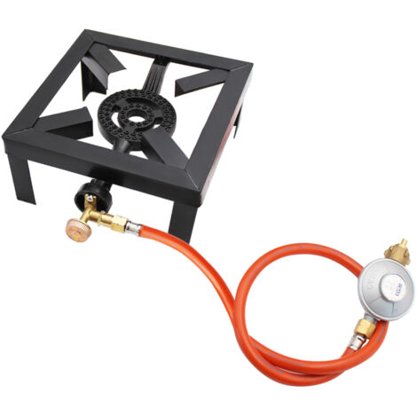 Decdeal – Réchaud à gaz en fonte 8000W – Vanne de contrôle pour puissance ajustable – Tube caoutchouc 1,5m – Camping et barbecue