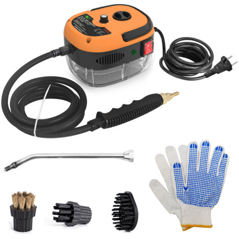 – Nettoyeur vapeur portable 2500 W – Haute pression – Nettoyage meubles cuisine, salle de bain, voiture – Têtes de brosse et gants inclus