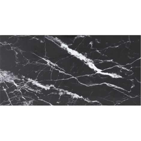 Dessus de table Noir 100x50cm 6mm Verre trempé et design marbre (1/5)