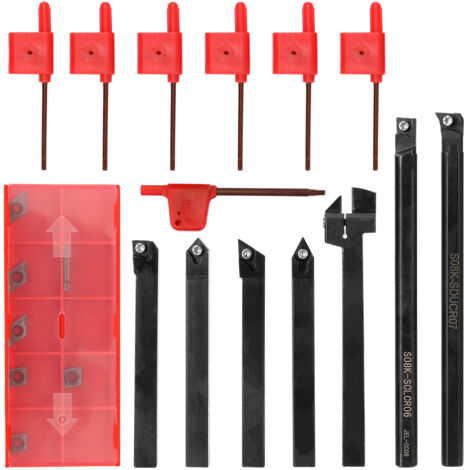 8mm 7pcs set d'outils de tournage haute dureté métal fraise tour CNC porte-outils avec clé de serrage avec inserts (1/5)