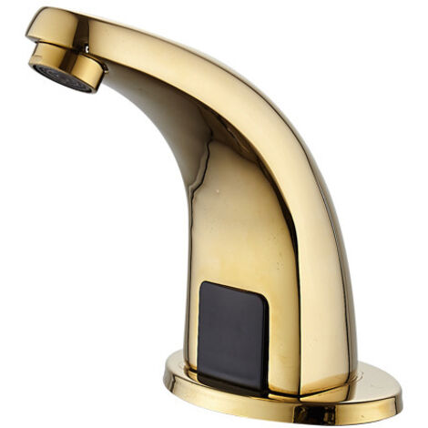 Gotrays – Robinet de détection infrarouge automatique en laiton – Finition cuivre doré – Contrôle eau chaude et froide – Installation facile (1/4)