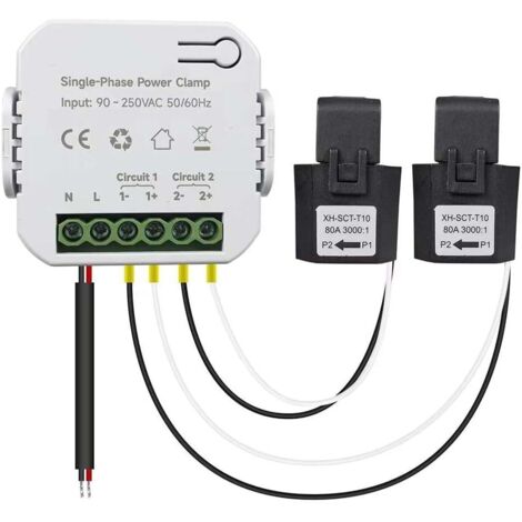 Gotrays – Moniteur d'énergie WIFI 80A – Compteur consommation kWh en temps réel – 2 pinces Ct pour suivi statistiques – Application Tuya Smart Life (1/5)