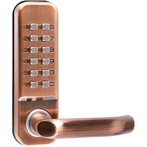 Serrure à code mécanique étanche, combinaison de code à 1 à 11 chiffres Mot de passe de sécurité Serrure codée Serrure de porte à combinaison mécanique sans clé pour porte de bureau en bois,Cuivre rou
