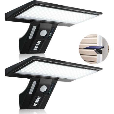Lumière solaire d'extérieur, [2pack] 90 LED 2600mAh détecteur de mouvement, lampe murale de jardin sans fil étanche (batterie remplaçable) (1/5)
