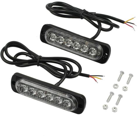 Gotrays – Barre lumineuse d'urgence LED ambre ultra mince 12V-24V – 26 LED – Résistante aux collisions – Modes de scintillement variés (1/4)