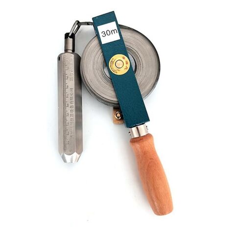 Ruban de mesure manuel pour réservoir d'huile, ruban de mesure antidéflagrant pour réservoir d'huile en acier au carbone avec fils à plomb en laiton,30 mètres